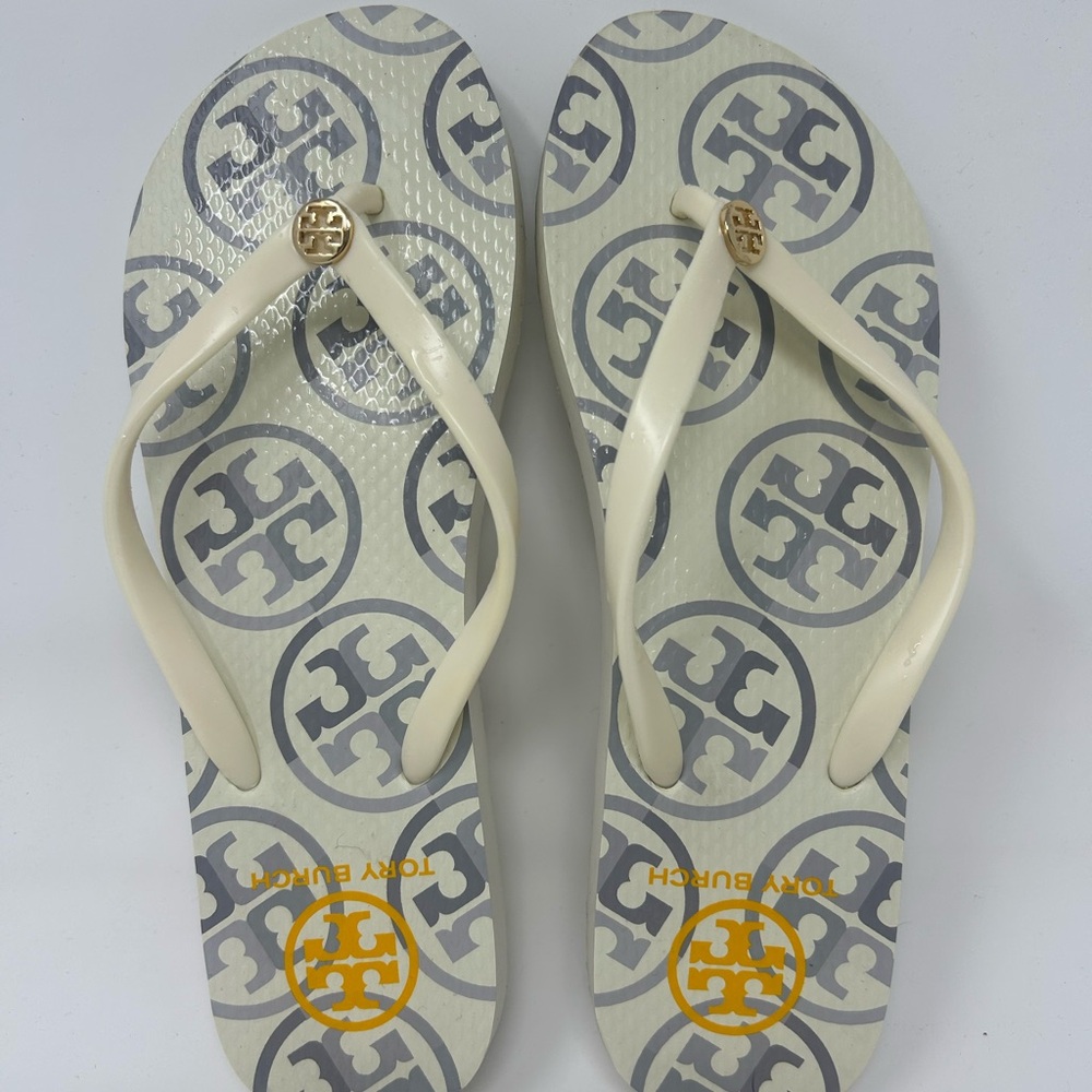 Tory Burch Logo Thin Printed Flip Flops Sandals Thongs 11